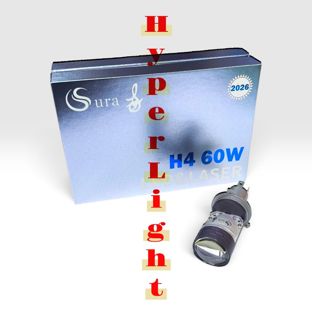 هدلایت لنزدار 60 وات واقعی Sura پایه H4 بسته دوعددی(پس کرایه)