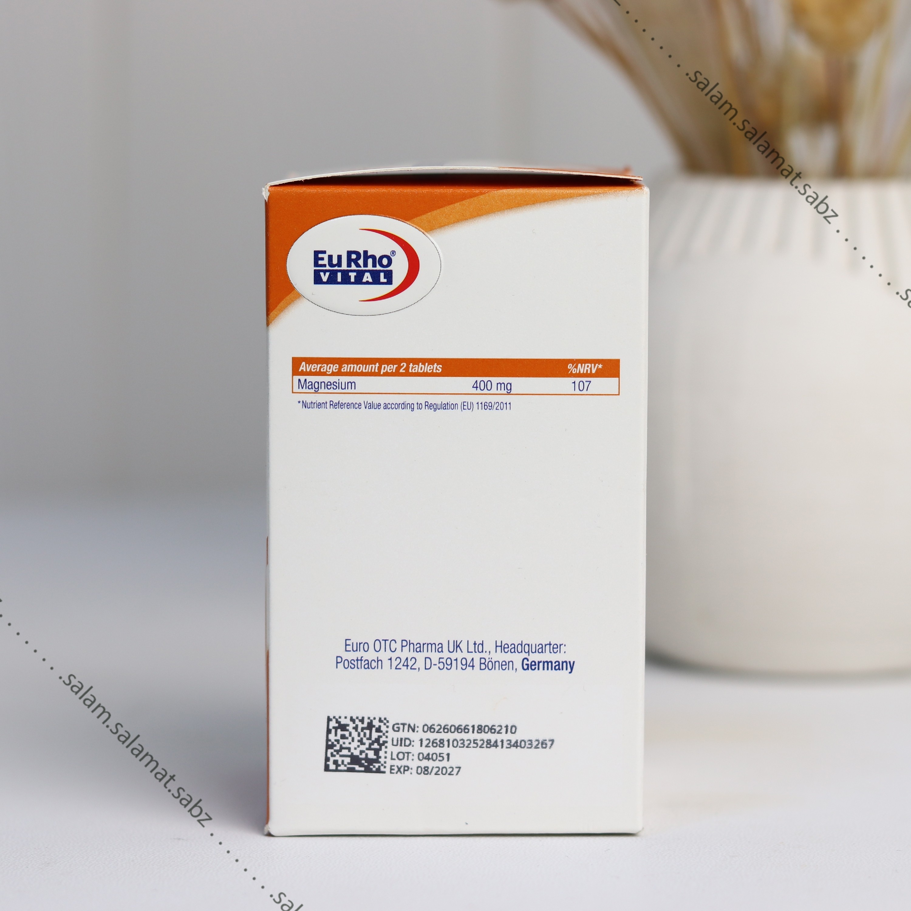 منیزیم مالات یوروویتال 60عددی-مکمل ورزشی برای کاهش خستگی و حفظ انرژی بدن(8قسطه)