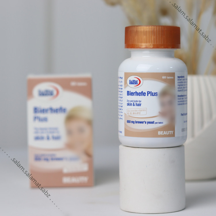 مکمل زینک و بیوتین پلاس ویتامین گروه ب یوروویتال آلمان کمک ب رشد سریع مو سلامت ناخن - 60عددی
