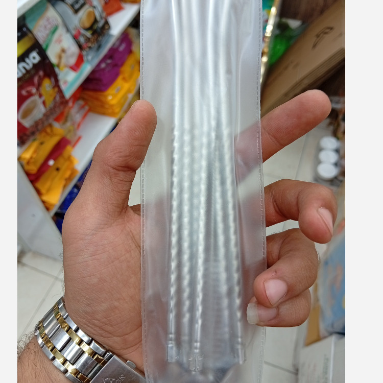نی نوش استیل رنگ استیل 6عددی آهن ربا نگیر