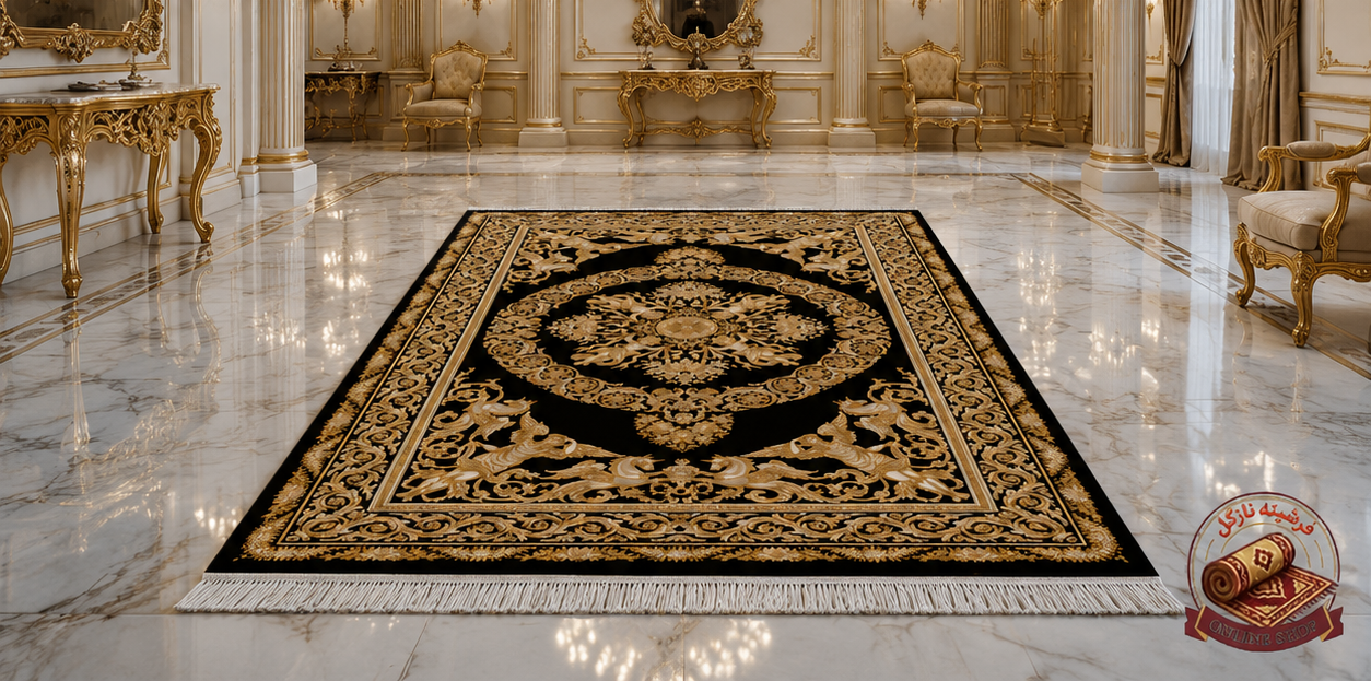 فرشینه مخمل طرح ابریشم مدل ورساچه سلطنتی کد A010