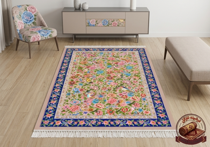 فرشینه مخمل طرح ابریشم مدل بهارستان کد A022