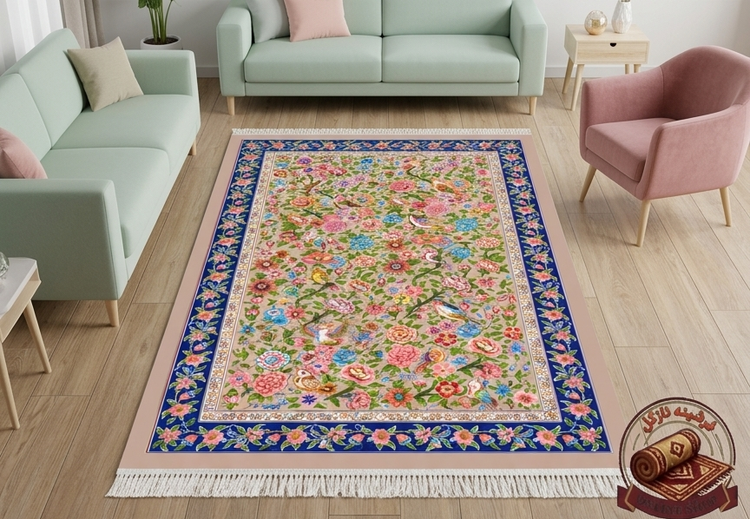 فرشینه مخمل طرح ابریشم مدل بهارستان کد A022