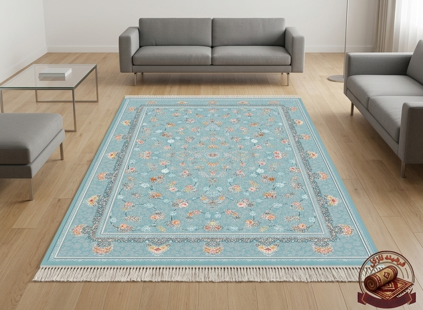 فرشینه مخمل طرح ابریشم نقشه گلافشان سلطنتی رنگ فیلی روشن کد A096