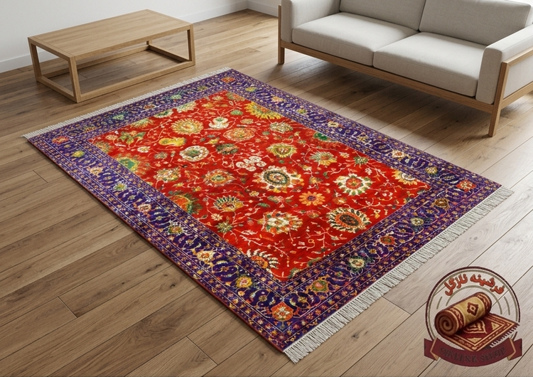 فرشینه مخمل طرح ابریشم مدل اسلیمی شاهعباسی کد A083