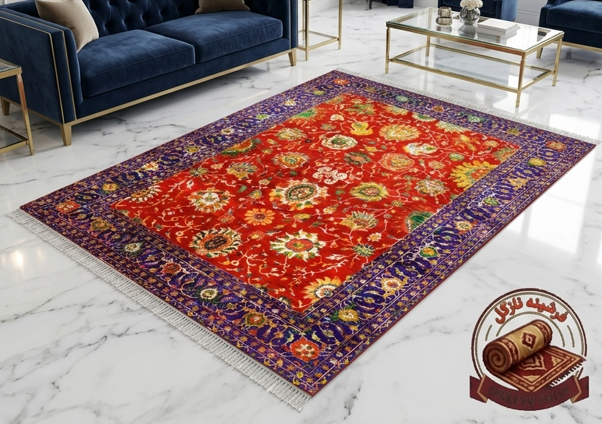 فرشینه مخمل طرح ابریشم مدل اسلیمی شاهعباسی کد A083