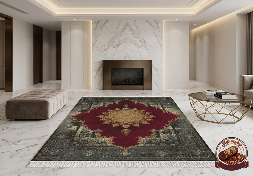 فرشینه مخمل ترک طرح افشان سلطنتی رنگ زرشکی و ذغالی کدL133