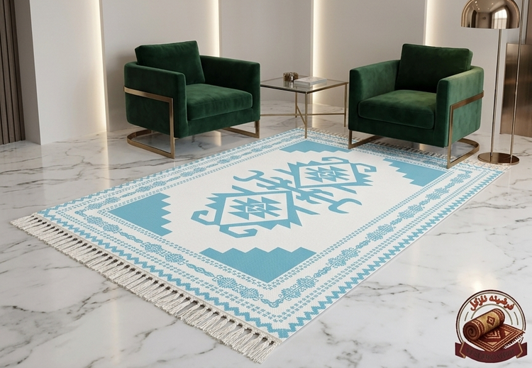 فرشینه مخمل ترک با نقش مایه سنتی مدرن کد U464