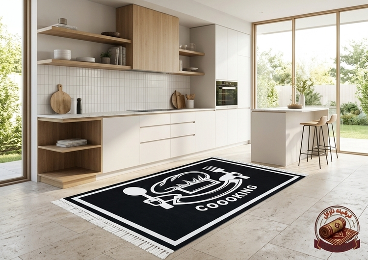 فرشینه آشپزخانه مخمل ترک طرح کلاه سرآشپز و Cooking کد K187