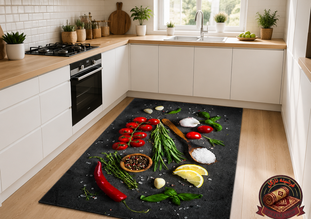 فرشینه آشپزخانه طرح میوه مخمل هازان ترک کد h068