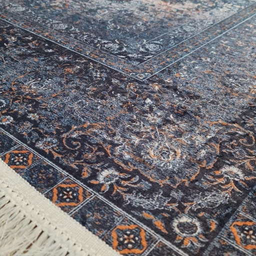 فرش چاپی فرشینه برند نازگل مخمل هازان ترک طرح سرمه خورشید کد L130