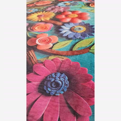 فرشینه مخمل ترک طرح گل سه بعدی کد 9114