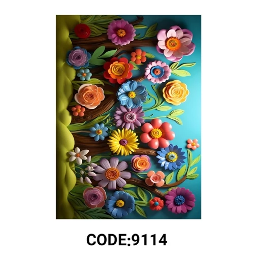 فرشینه مخمل ترک طرح گل سه بعدی کد 9114