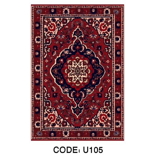 فرشینه مخمل ترک طرح سنتی زرشکی U105