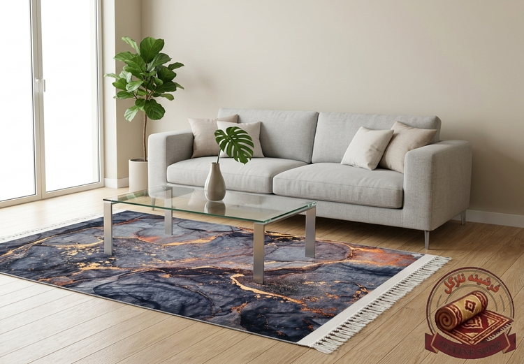فرشینه فانتزی طوسی |مخمل هازان تُرک | نرم و لطیف| زیره ضدلغزش (ابعاد مختلف) کد T100