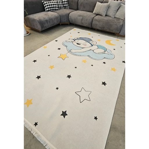 فرشینه اتاق کودک جنس مخمل ترک طرح خرس ضد لغزش ( نرم و لطیف) کد c110