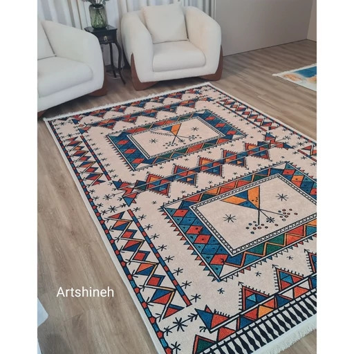 فرشینه مخمل طرح سنتی سرخپوستی U636
