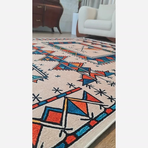 فرشینه مخمل طرح سنتی سرخپوستی U636