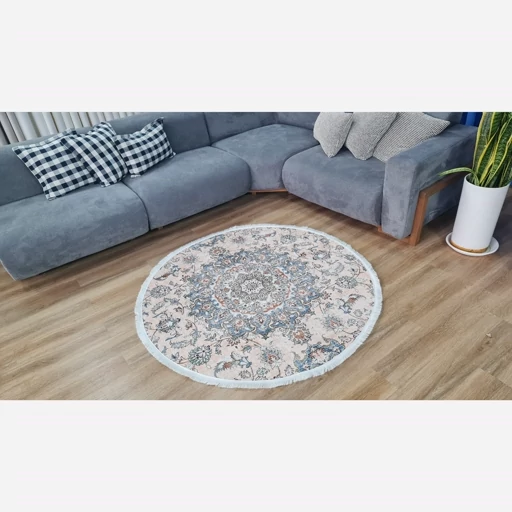 فرشینه شیک گرد طرح ابریشم کد a171 در ابعاد مختلف ضد لغزش قیمت اقتصادی