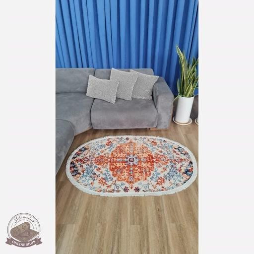 فرشینه بیضی | مخمل نرم و صاف | استُپ دار (ضدلغزش) b142