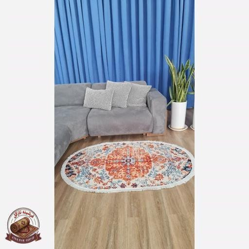 فرشینه بیضی | مخمل نرم و صاف | استُپ دار (ضدلغزش) b142