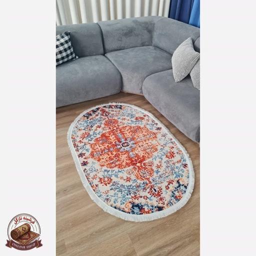 فرشینه بیضی | مخمل نرم و صاف | استُپ دار (ضدلغزش) b142