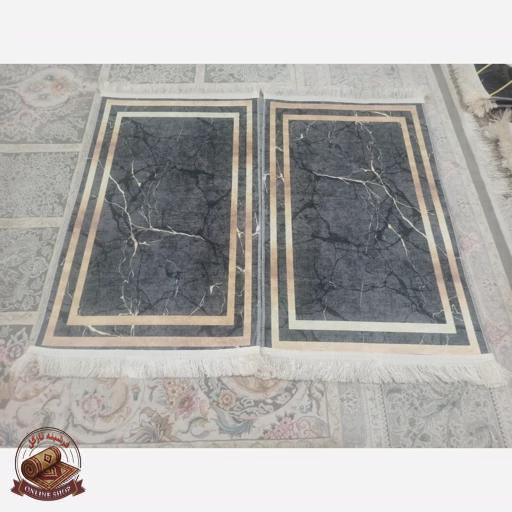 فرشینه راهرو مشکی طلایی مخمل مدرن طرح سنگ h410 استُپ دار(ابعاد دلخواه) تولید میشه