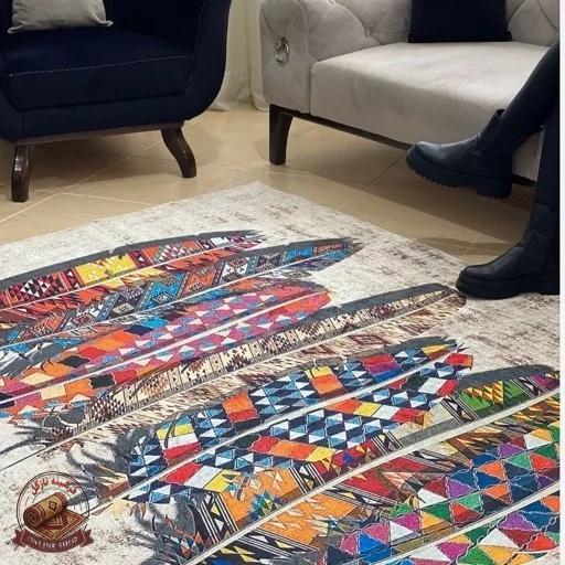 فرشینه مخمل مدرن طرح پَررنگی استُپ دار (ضد لغزش) h261 ابعاد دلخواه