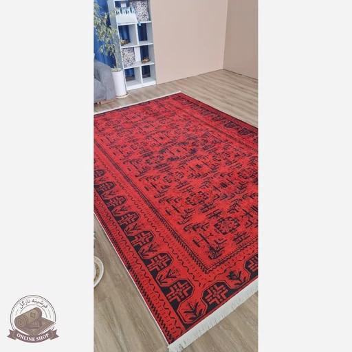 فرشینه مدرن قرمز | رویه مخمل ترک زیره استُپ دار | u452 (ابعاد دلخواه) تولید میشه