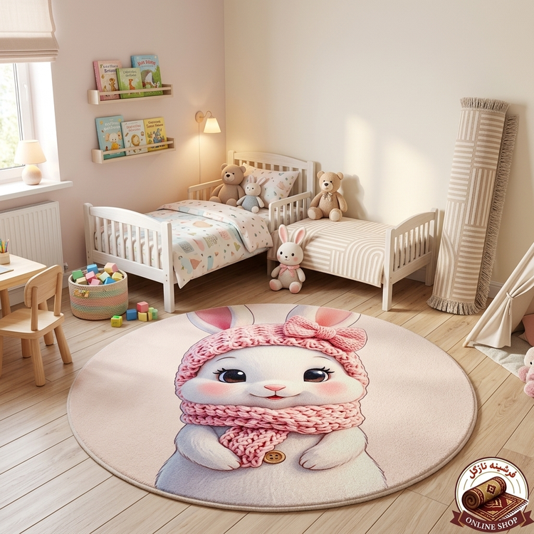 فرشینه کودک طرح خرگوش چاپ سفارشی ضد لغزش