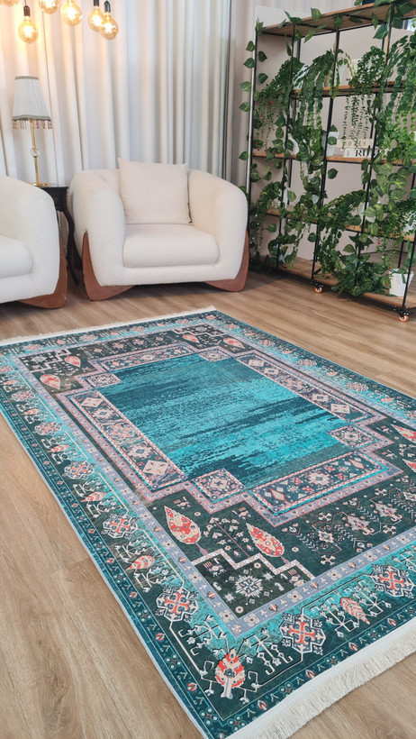 فرشینه طرح فیروزه مدرن | سنتی–مینیمال | مناسب پذیرایی و نشیمن | ضد لغزش | کد L286