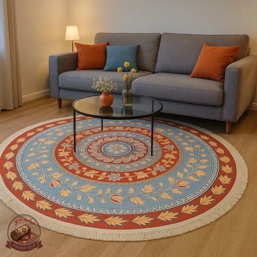 فرشینه مدرن دایره ای رویه مخمل هازان ترک d160