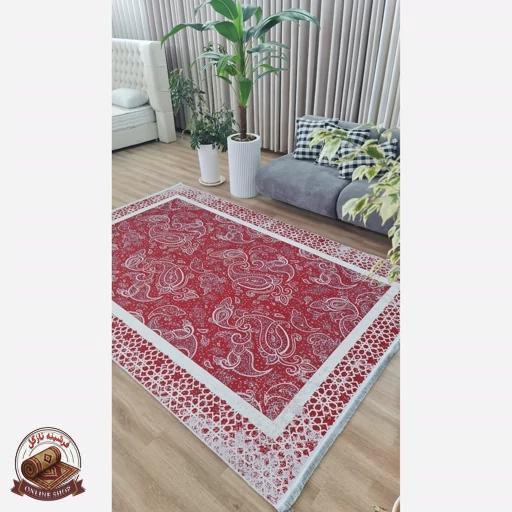 فرشینه مدرن آلبالویی جنس رویه مخمل هازان ترک