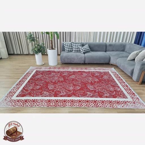 فرشینه مدرن آلبالویی جنس رویه مخمل هازان ترک