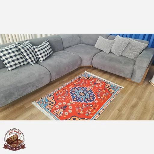 فرش مدرن طرح ابریشمی استُپ دار (اصلا لیز نمیخوره) رویه مخمل