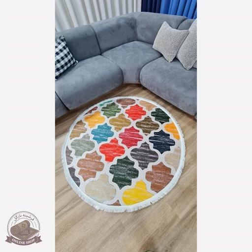 فرشینه مدرن دایره ای استُپ دار (اصلا لیز نمیخوره) رویه مخمل m267