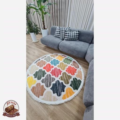 فرشینه مدرن دایره ای استُپ دار (اصلا لیز نمیخوره) رویه مخمل m267