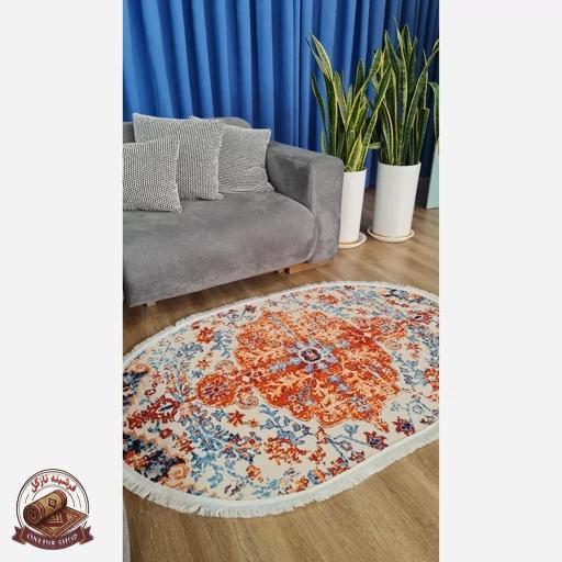 فرشینه بیضی مخمل استُپ دار (اصلا لیز نمیخوره) b142