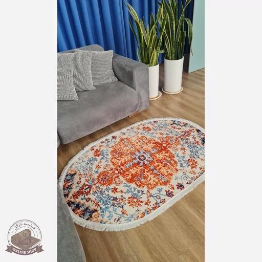 فرشینه بیضی مخمل استُپ دار (اصلا لیز نمیخوره) b142