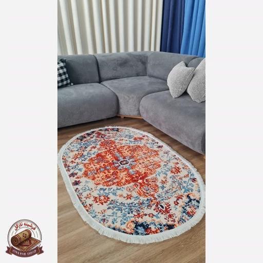 فرشینه بیضی مخمل استُپ دار (اصلا لیز نمیخوره) b142