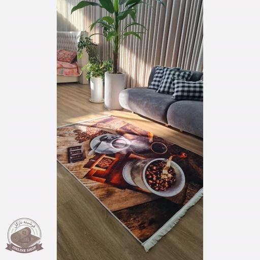 فرشینه مخمل طرح قهوه استُپ دار (اصلا سُر نمیخوره) 046