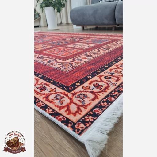 فرشینه مخملی مدرن طرح سنتی استُپ دار (اصلا لیز نمیخوره) a092