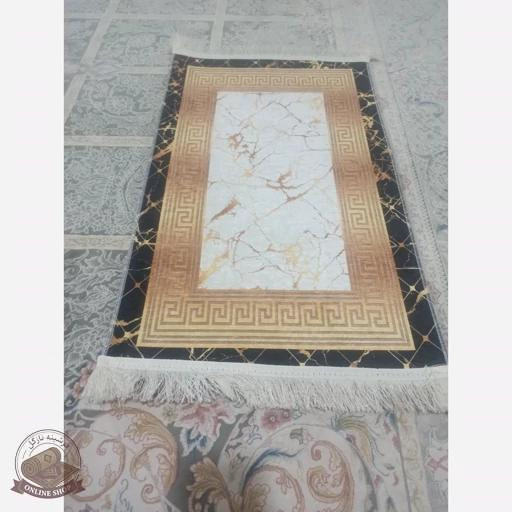 فرشینه مخمل مدرن مشکی طلایی استُپ دار ( ابعاد دلخواه )h253