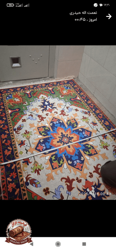 فرشینه مخمل لاکی طرح سنتی استُپ دار (ابعاد دلخواه) O138