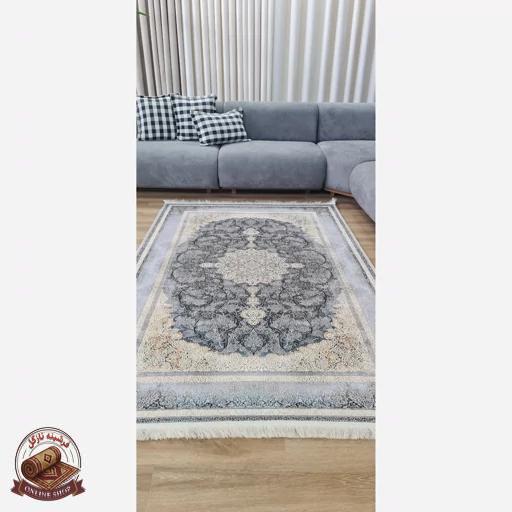 فرشینه طوسی مدرن جنس مخمل هازان تُرک استُپ دار (ضد سُر) کد u57