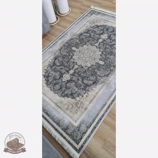 فرشینه طوسی مدرن جنس مخمل هازان تُرک استُپ دار (ضد سُر) کد u57