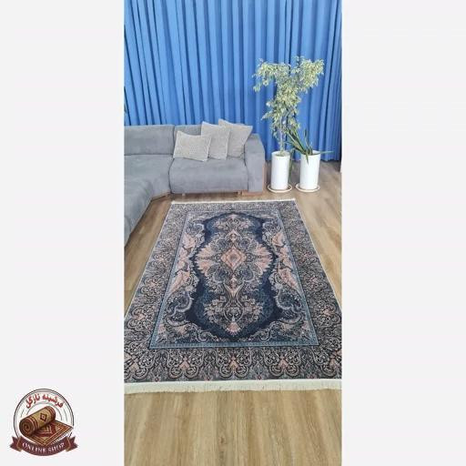 فرشینه سرمه ای مدرن جنس مخمل تُرک استُپ دار ابعاد دلخواه کد h315