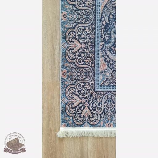 فرشینه سرمه ای مدرن جنس مخمل تُرک استُپ دار ابعاد دلخواه کد h315
