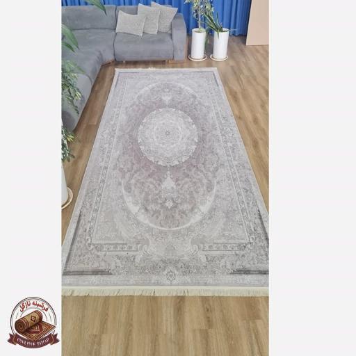 فرش کناره خاکستری مدرن جنس مخمل تُرک ابعاد دلخواه استُپ دار (ضد سُر) کد u56