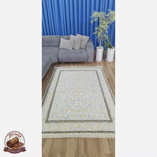 فرشینه خاکستری طلایی مدرن مخمل تُرک استُپ دار u10 ابعاد دلخواه